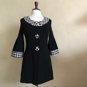 Vintage Black Dress with Houndstooth Trim